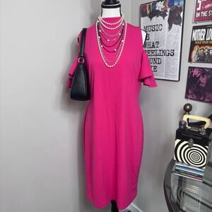 New York & Company hot pink cold-shoulder dress NWT